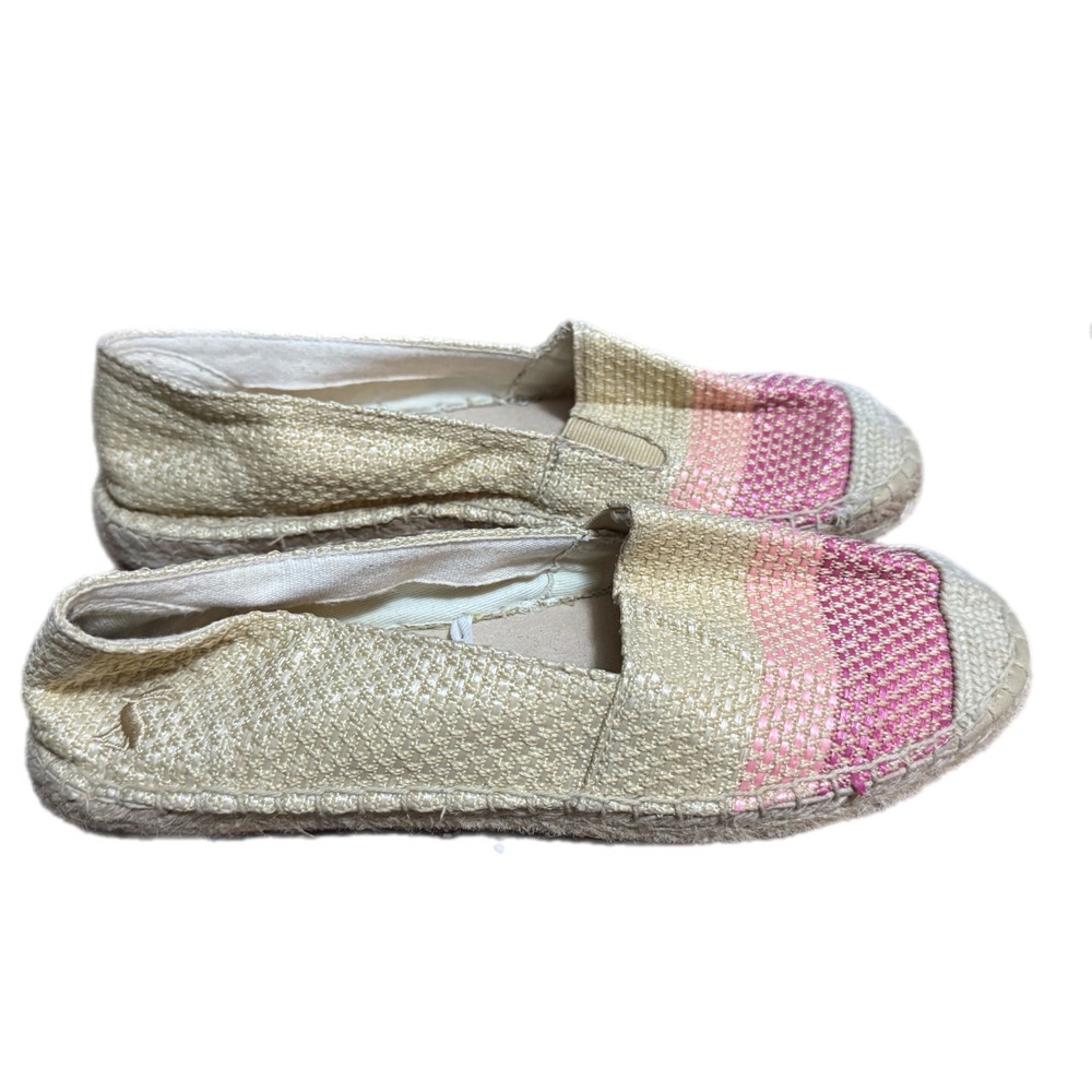 Joules Espadrille Flats Womens Beige Pink Excellent Woven Slip On Shoes